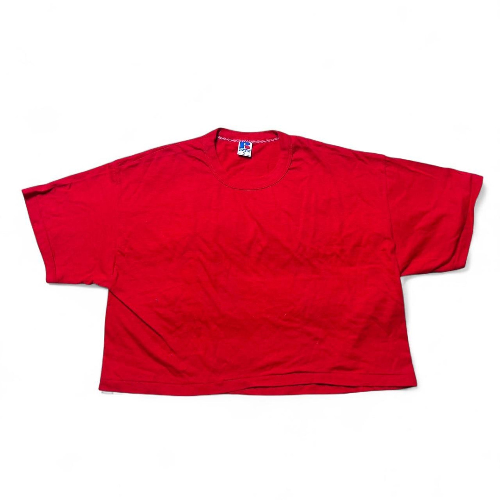 Russell Athletic 80s Vintage Cotton Crop Top Football Jersey T-Shirt Tee Xl